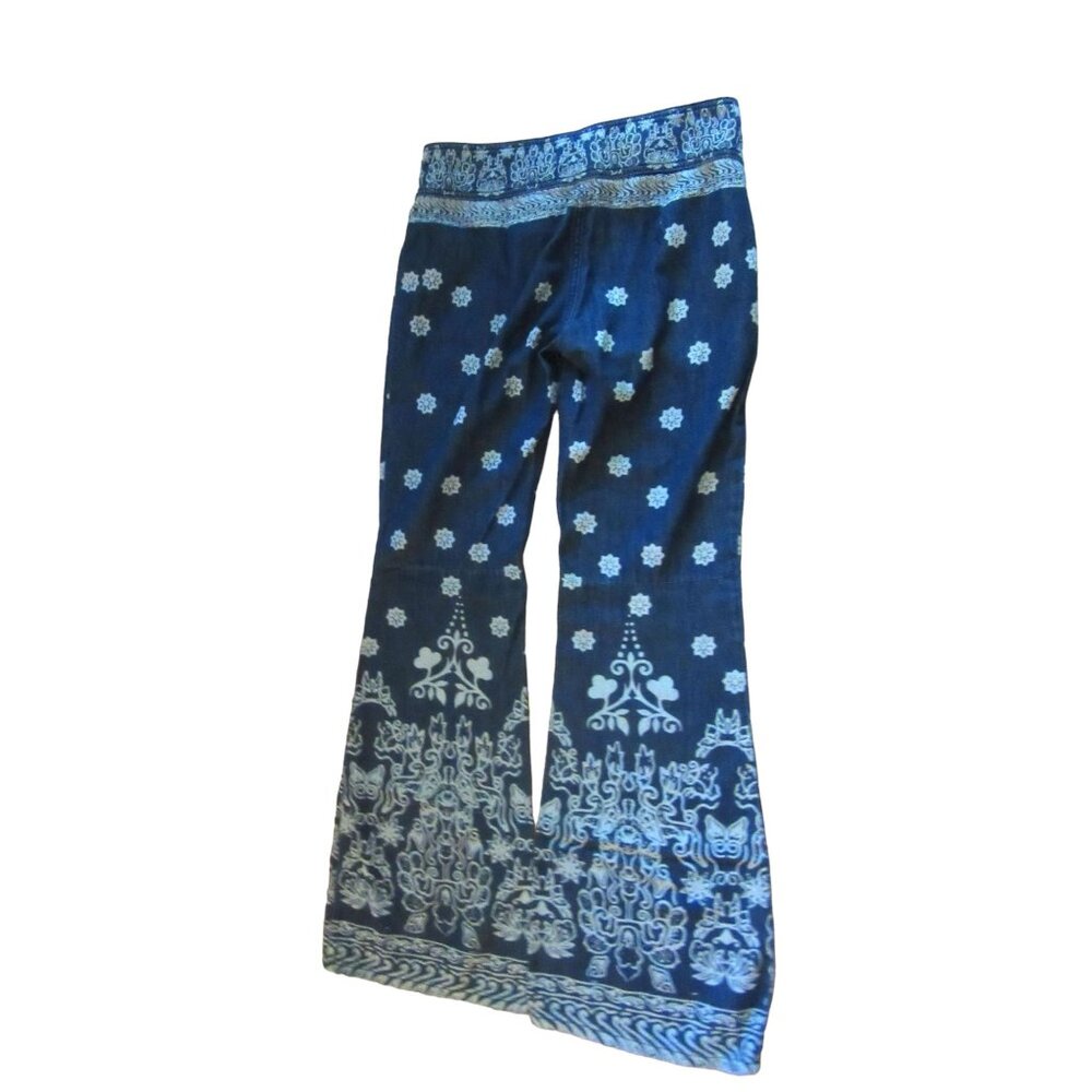 We the Free, Free People Journey Wide Flare Boho Blue Floral Jeans in Size 26 - Picture 6 of 7